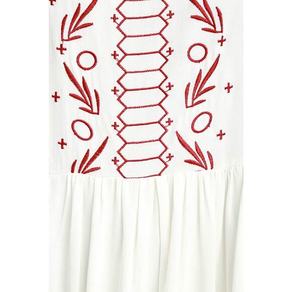 Lulu's Crush-Worthy Ivory Embroidered Babydoll Dress with red - Small - Picture 10 of 11